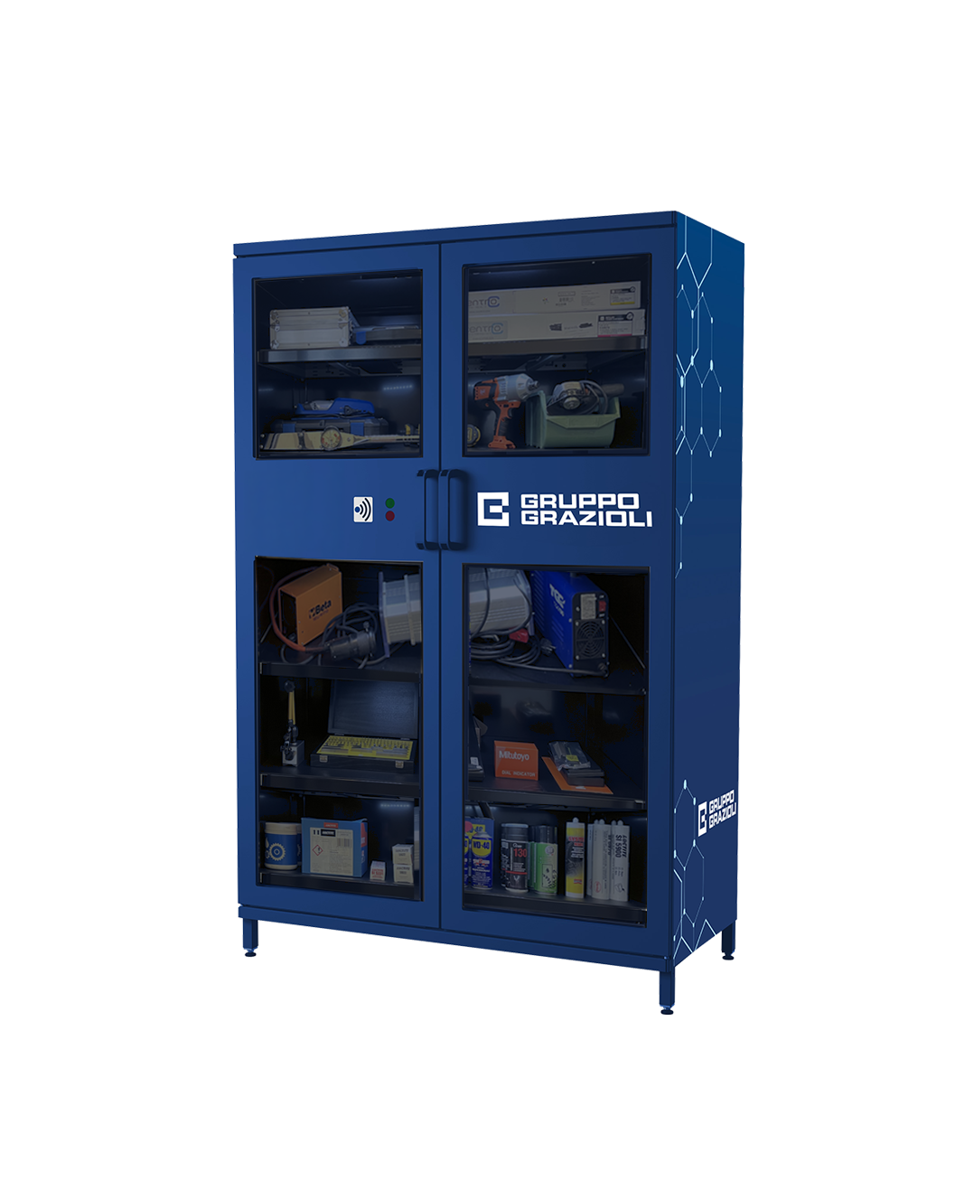 Vending industriale con utensili e componenti per la produzione, Gruppo Grazioni. Smart cabinet, beni condivisi e cespiti aziendali